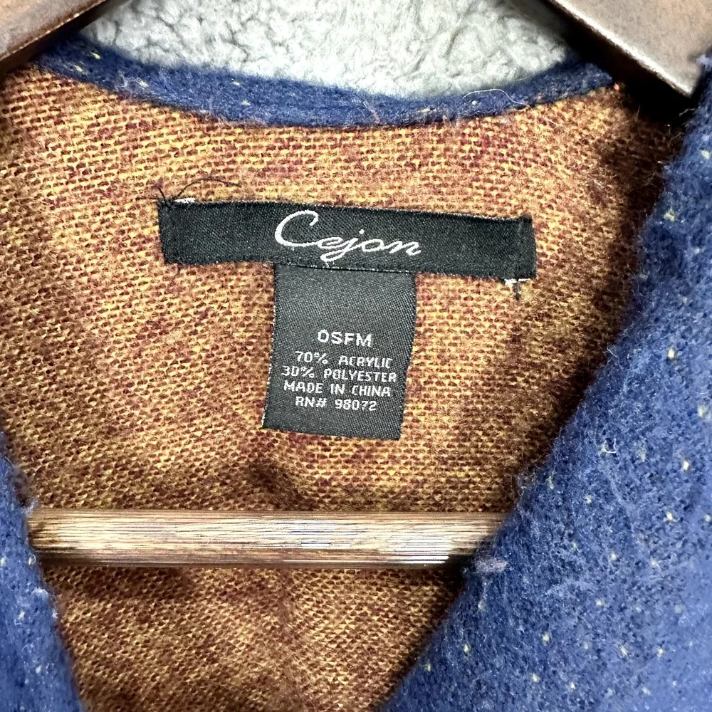 Cejon Fringe Floral‎ Wrap OSFM Blue Boho Cottage Shawl Poncho Layering Romantic